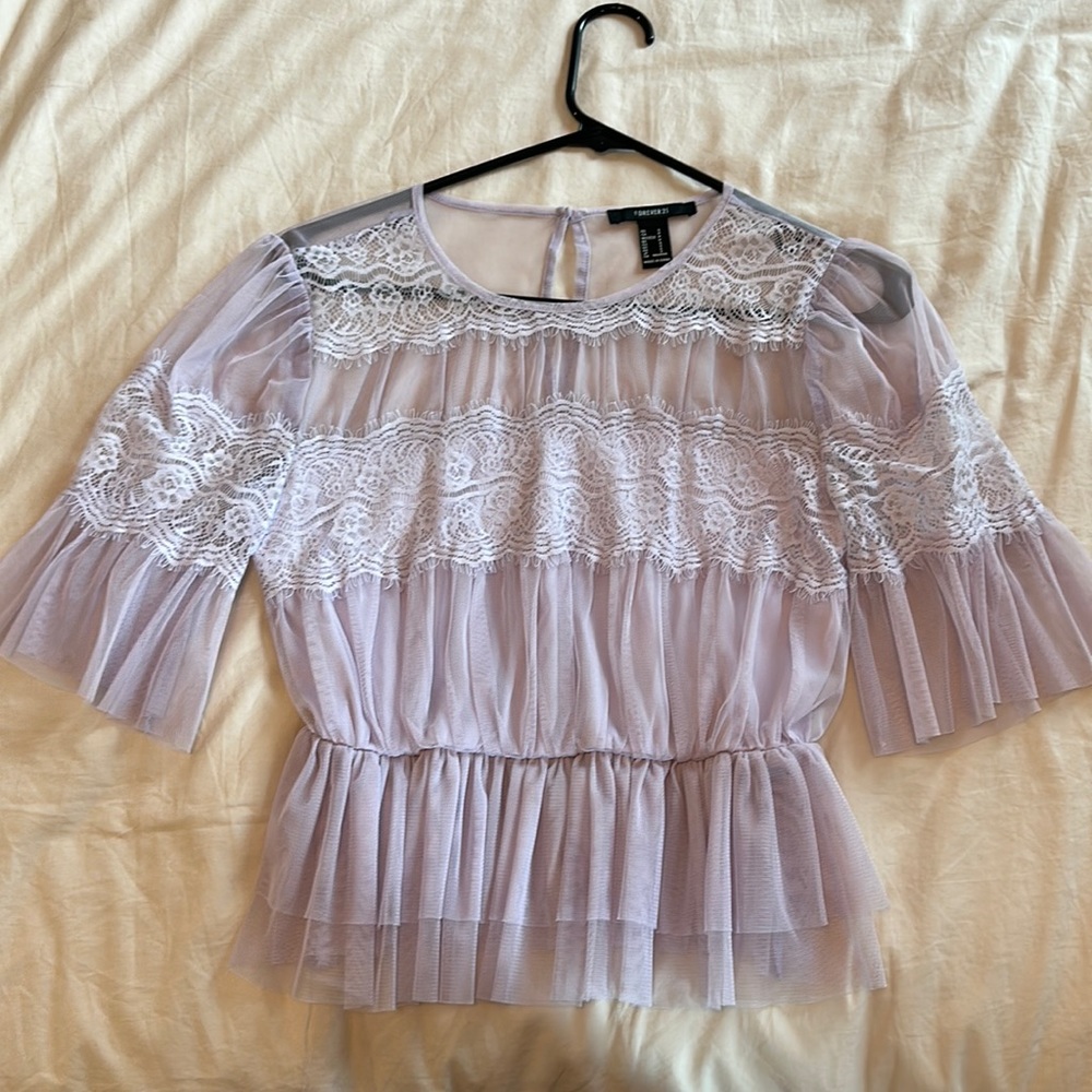 Forever 21, Purple Tulle Top, Small, Worn Once